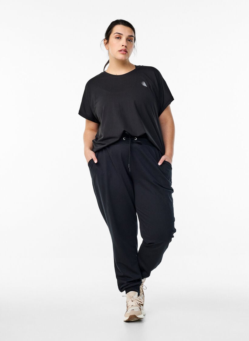Lockere Trainingshose mit Taschen, Schwarz, Model image number 1
