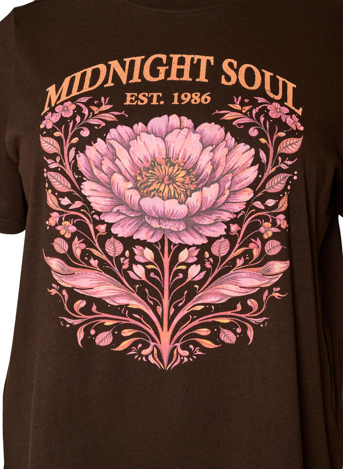 T-Shirt aus Bio-Baumwolle mit Frontprint, Braun, Packshot image number 2
