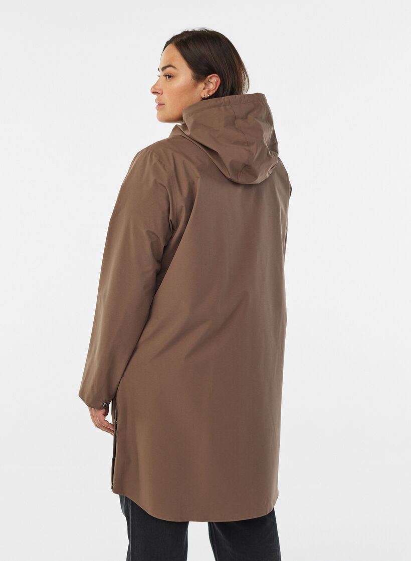 Regenjacke mit Taschen und Kapuze., Braun, Model image number 2
