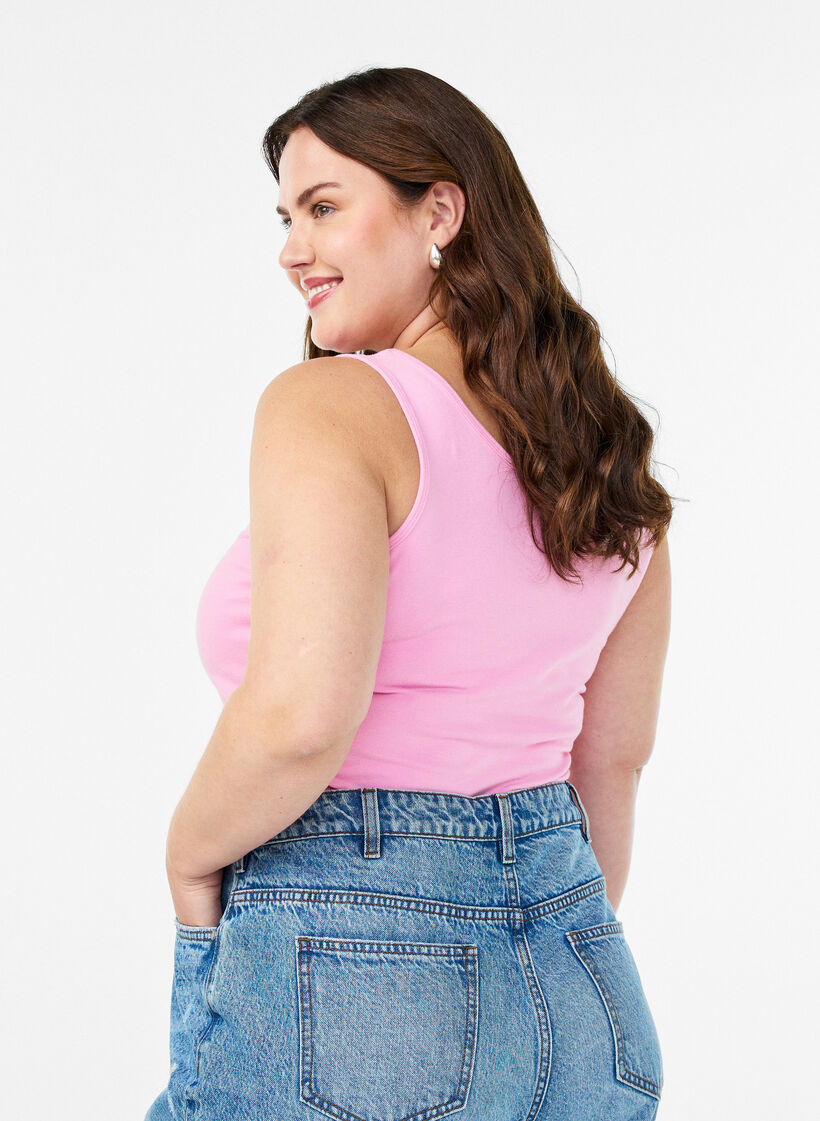 Einfarbiges basic Top aus Baumwolle, Pink, Model image number 2