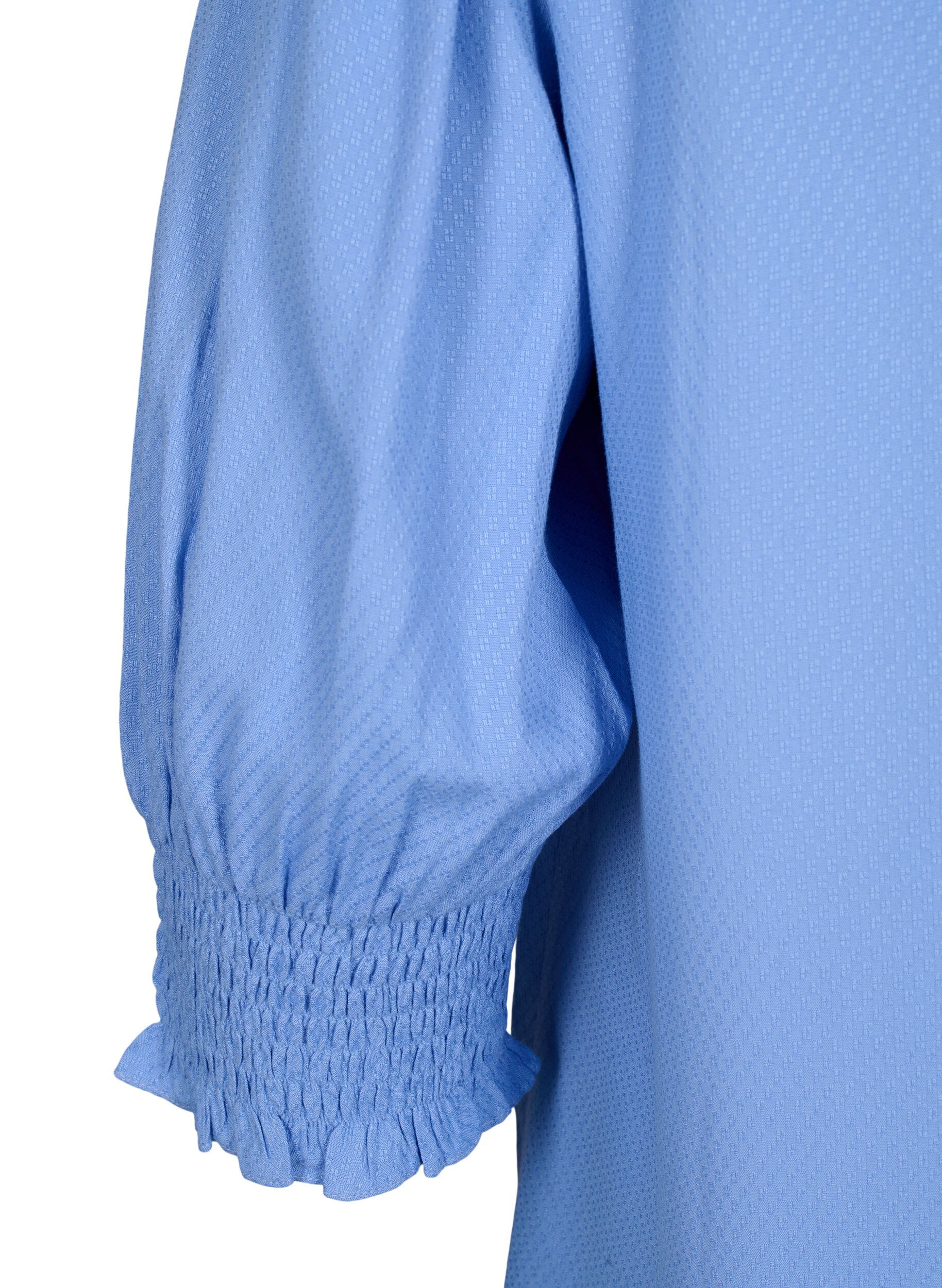 Zizzi Viskosebluse mit Smok- und R&uuml;schendetail, Cornflower Blue, Packshot image number 3