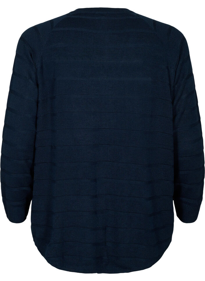 Streifen Ton-in-Ton Strickjacke, Navy Blazer, Packshot image number 1