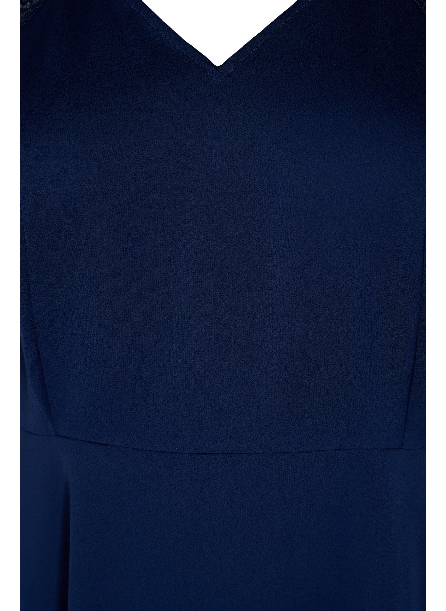 ZizziMidikleid mit kurzen Spitzen&auml;rmeln, Navy Blazer, Packshot image number 2