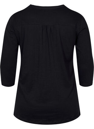 Bluse aus Baumwolle mit 3/4 Ärmeln, Black, Packshot image number 1