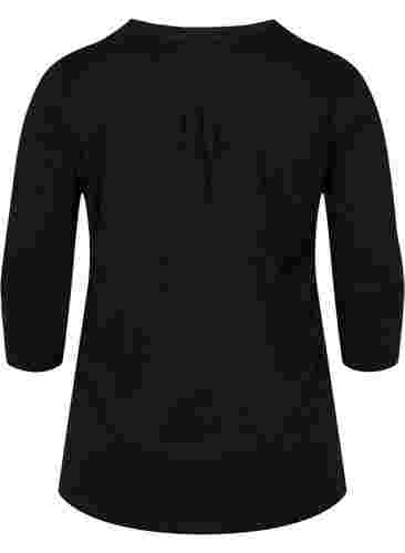 Bluse aus Baumwolle mit 3/4 Ärmeln, Black, Packshot image number 1