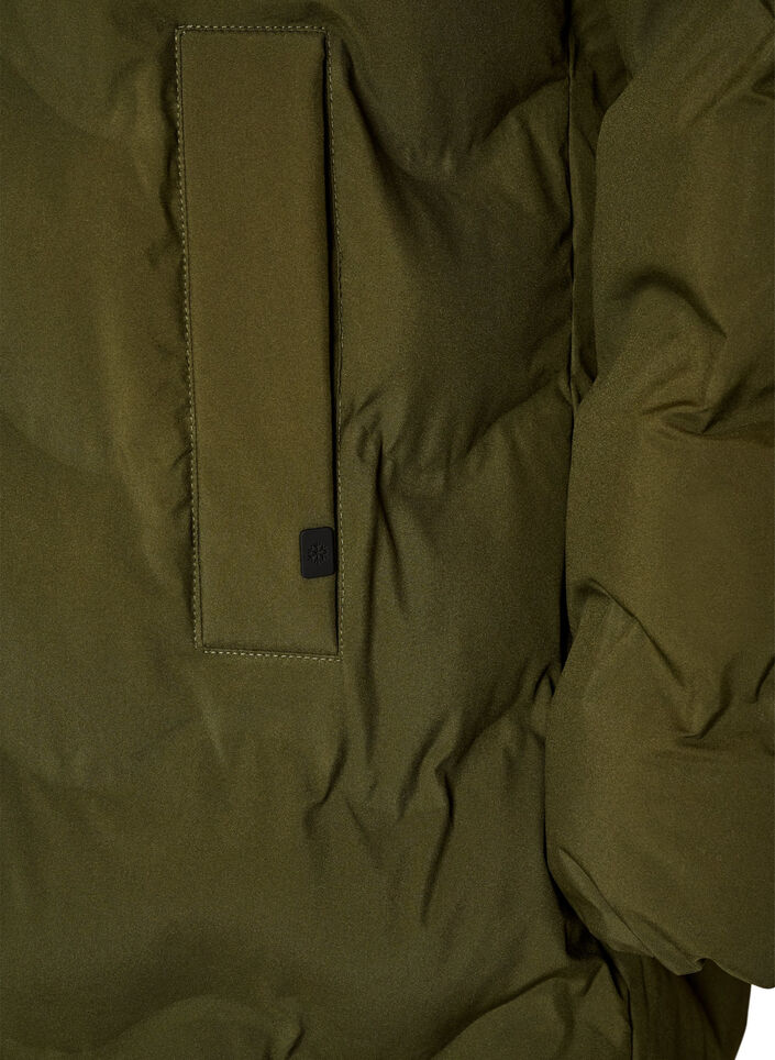 Lange Kapuzen-Steppjacke mit Wellenmuster, Gr&uuml;n, Packshot