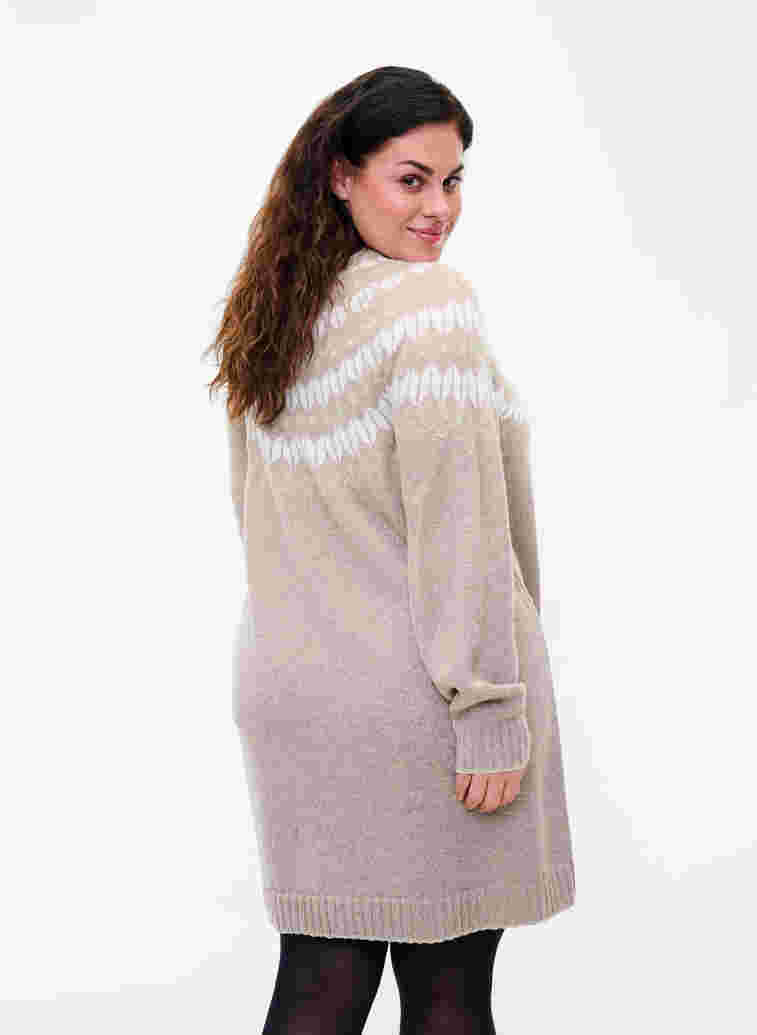 Gemustertes Strickkleid mit Wolle, Simply Taupe Comb, Model