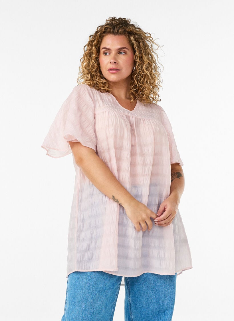 Tunika aus Lyocell mit Flatter&auml;rmeln, Rot, Model image number 0