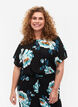 Kurzarm Viskosebluse mit Blumenprint, Black Big Flower, Model image number 0