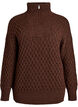 Pullover mit hohem Kragen und Struktur, Braun, Packshot image number 0