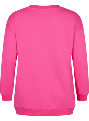 Sweatshirt aus Baumwolle mit Print, Fuchsia Purple, Packshot image number 1