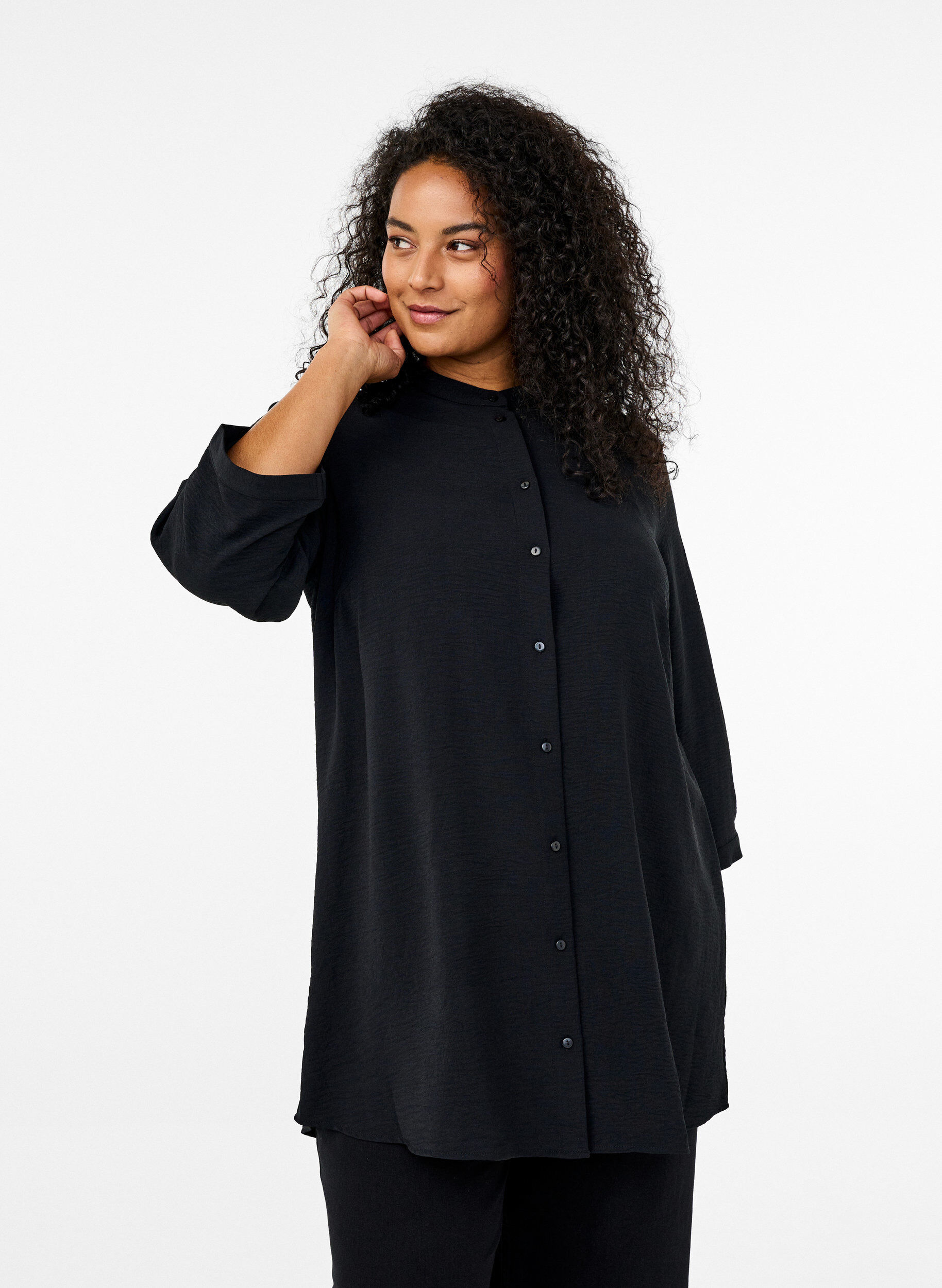 ZizziTunika mit 3/4-&Auml;rmeln, Schwarz, Model image number 0