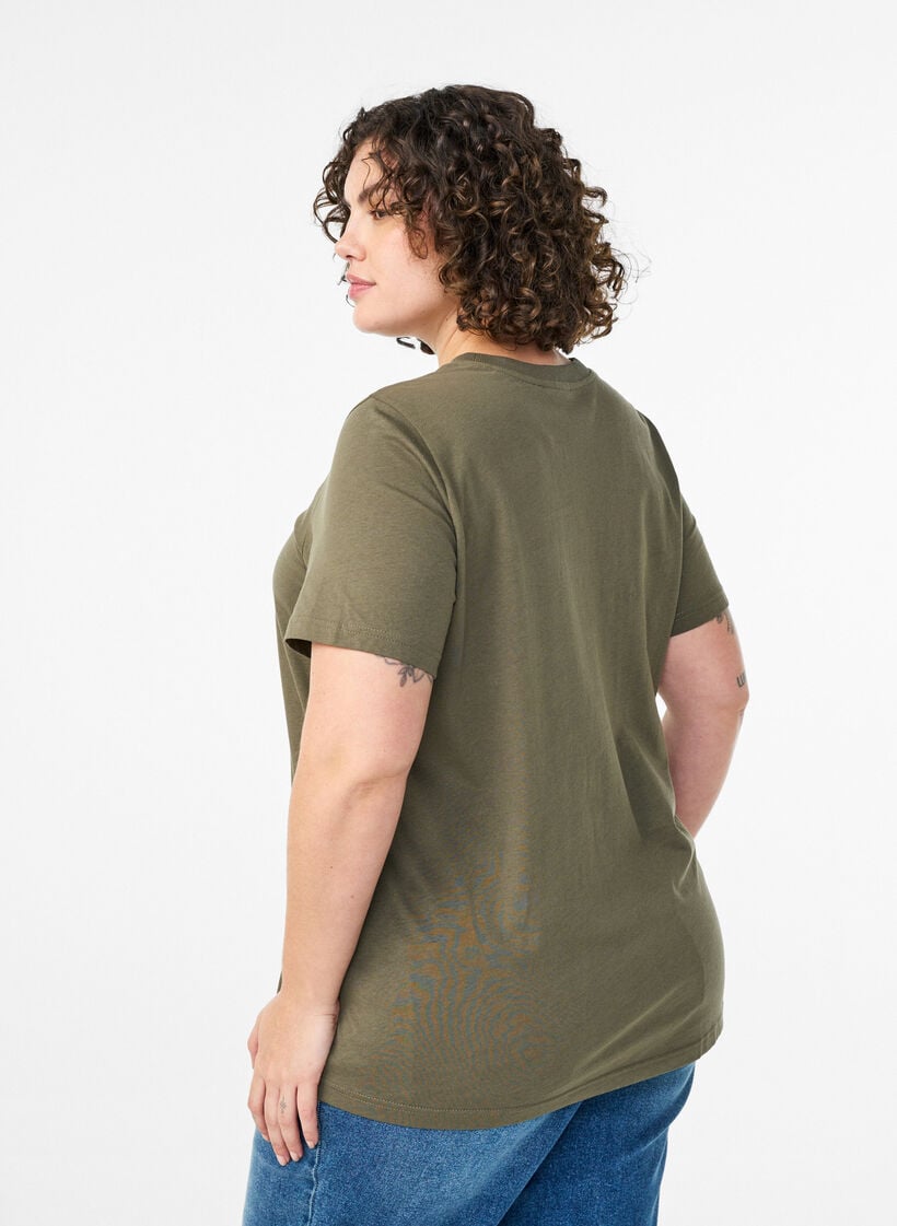 Basic-T-Shirt aus Baumwolle mit Rundhalsausschnitt, Gr&uuml;n, Model image number 2