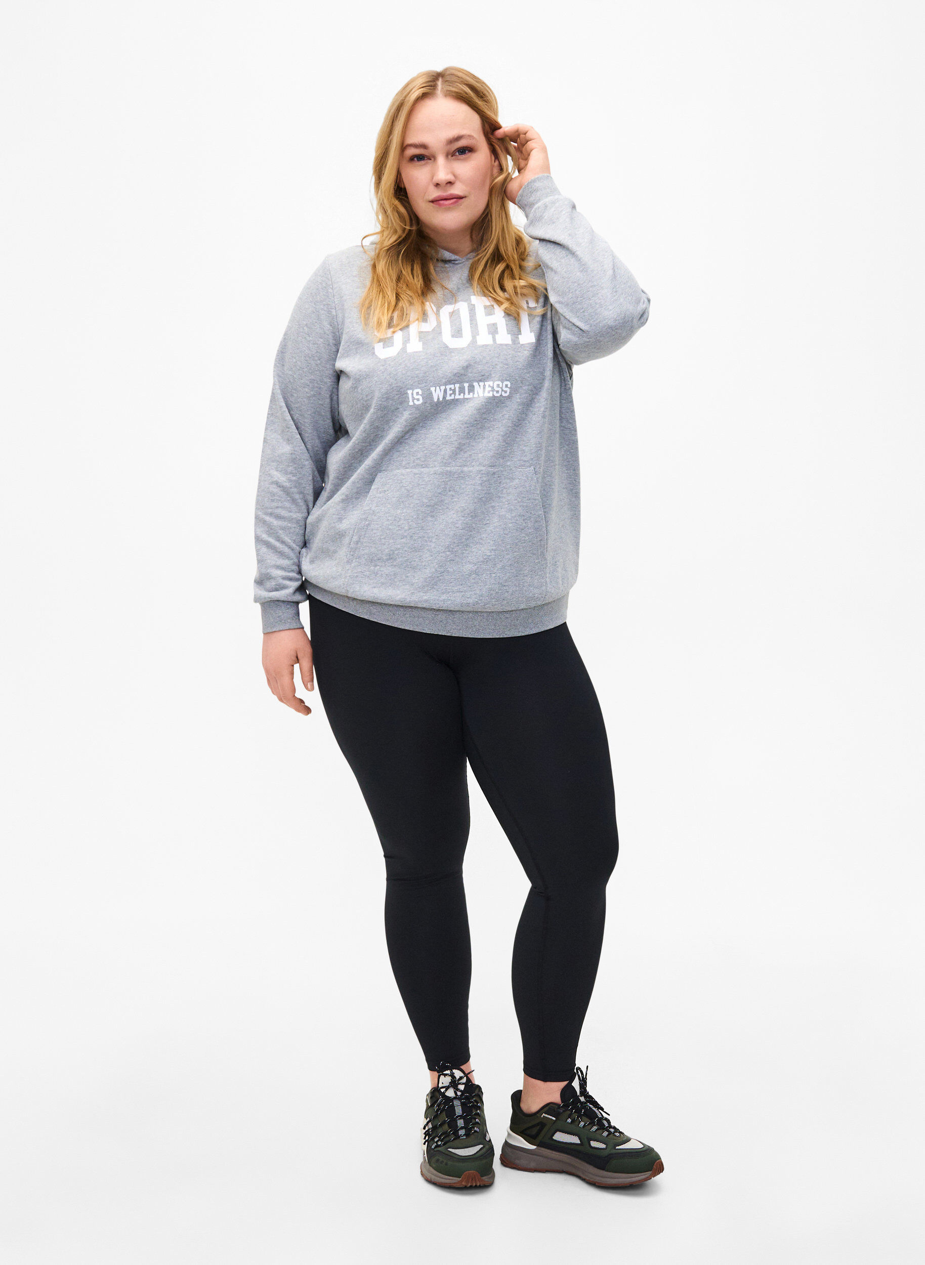ZizziSweat-Hoodie, Light Grey Melange, Model image number 2