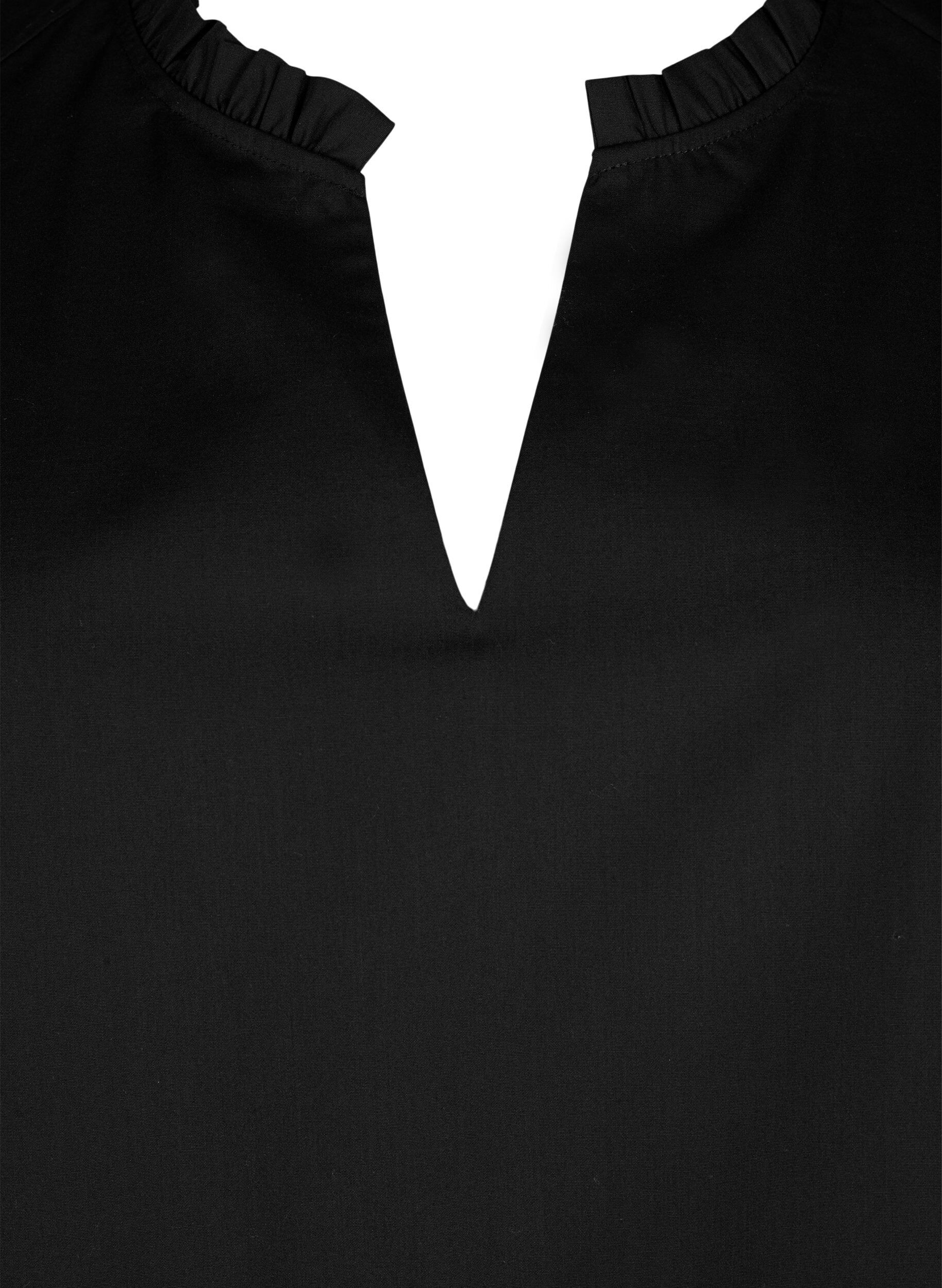 Zizzi&Auml;rmelloses Top mit Biesen und R&uuml;schendetails, Schwarz, Packshot image number 2