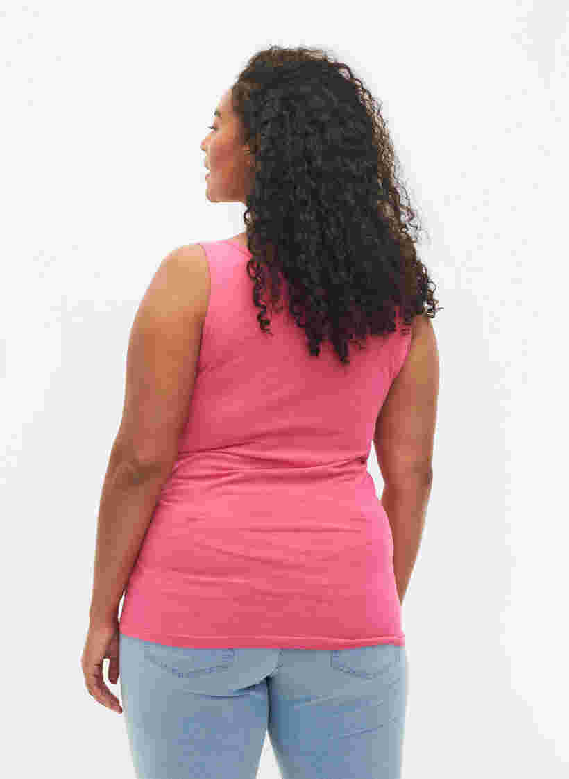 Einfarbiges basic Top aus Baumwolle, Hot Pink, Model image number 1