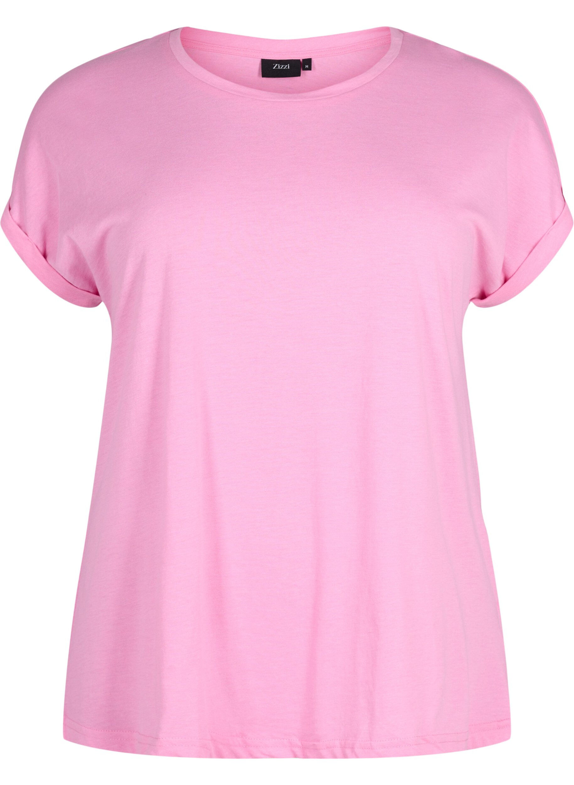 ZizziKurz&auml;rmeliges T-Shirt aus einer Baumwollmischung, Pink, Packshot image number 0