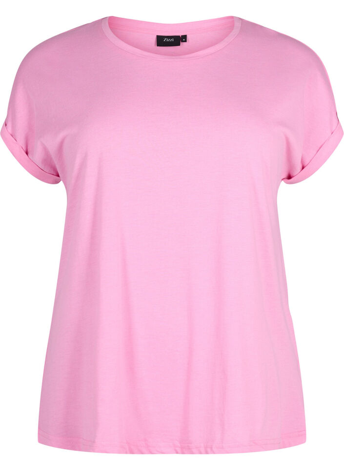 Kurz&auml;rmeliges T-Shirt aus einer Baumwollmischung, Pink, Packshot image number 0