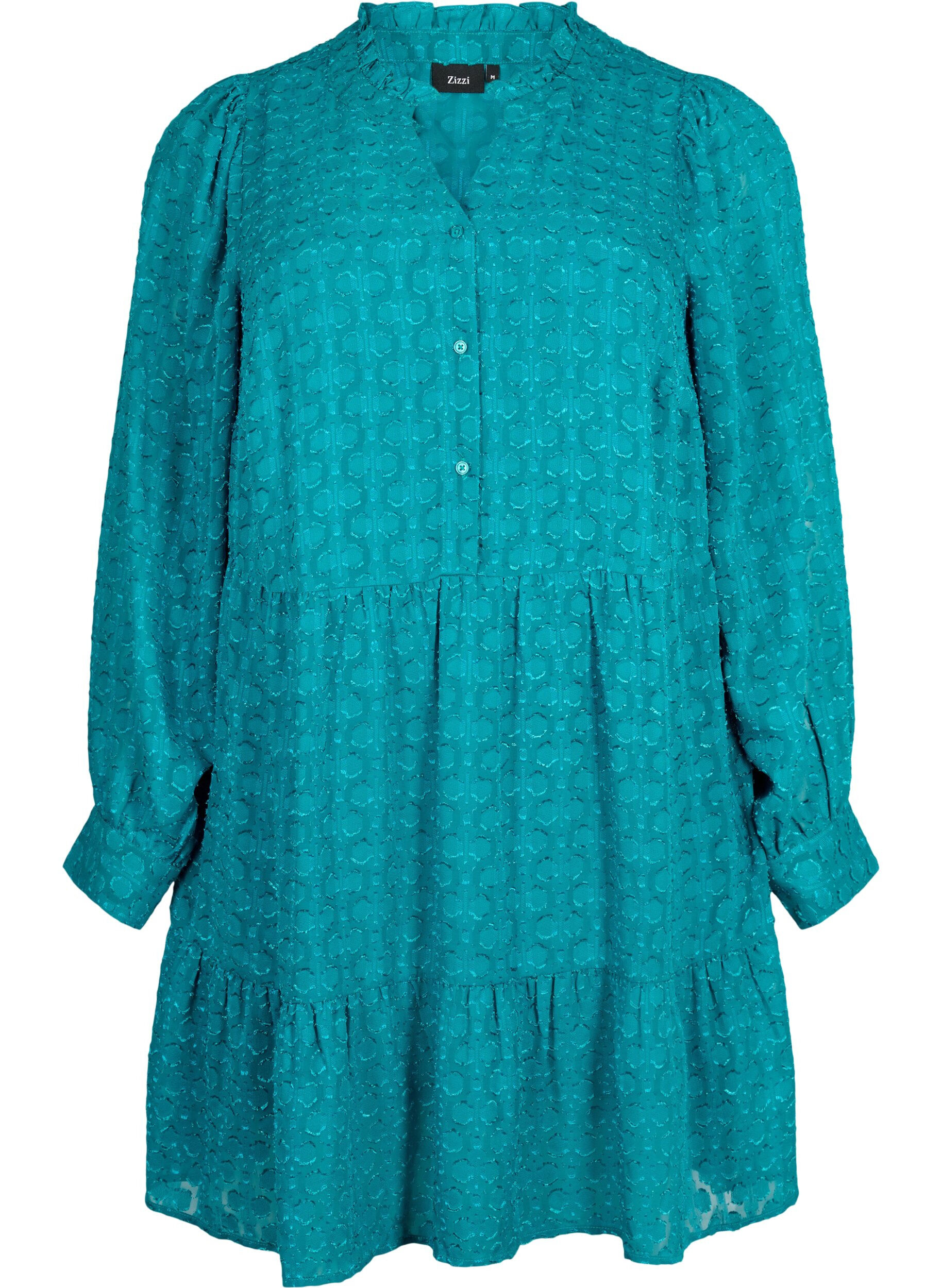 ZizziJacquard-Kleid mit R&uuml;schenkragen, Deep Lake, Packshot image number 0