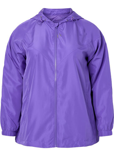 Kurze Jacke mit Kapuze und verstellbarer Saum, Purple Opulence, Packshot image number 0