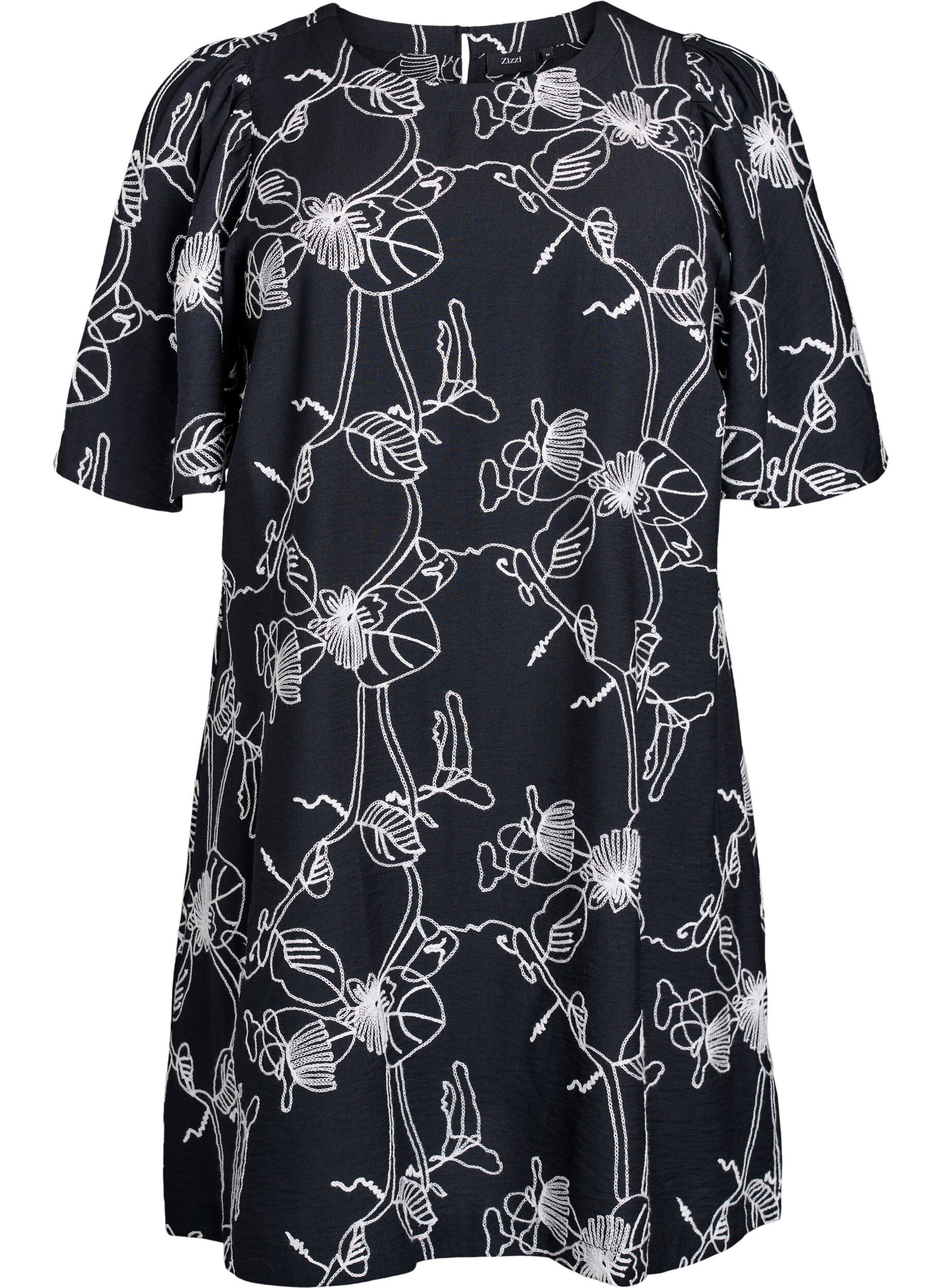 Kurzes A-Linienkleid mit Stickmuster