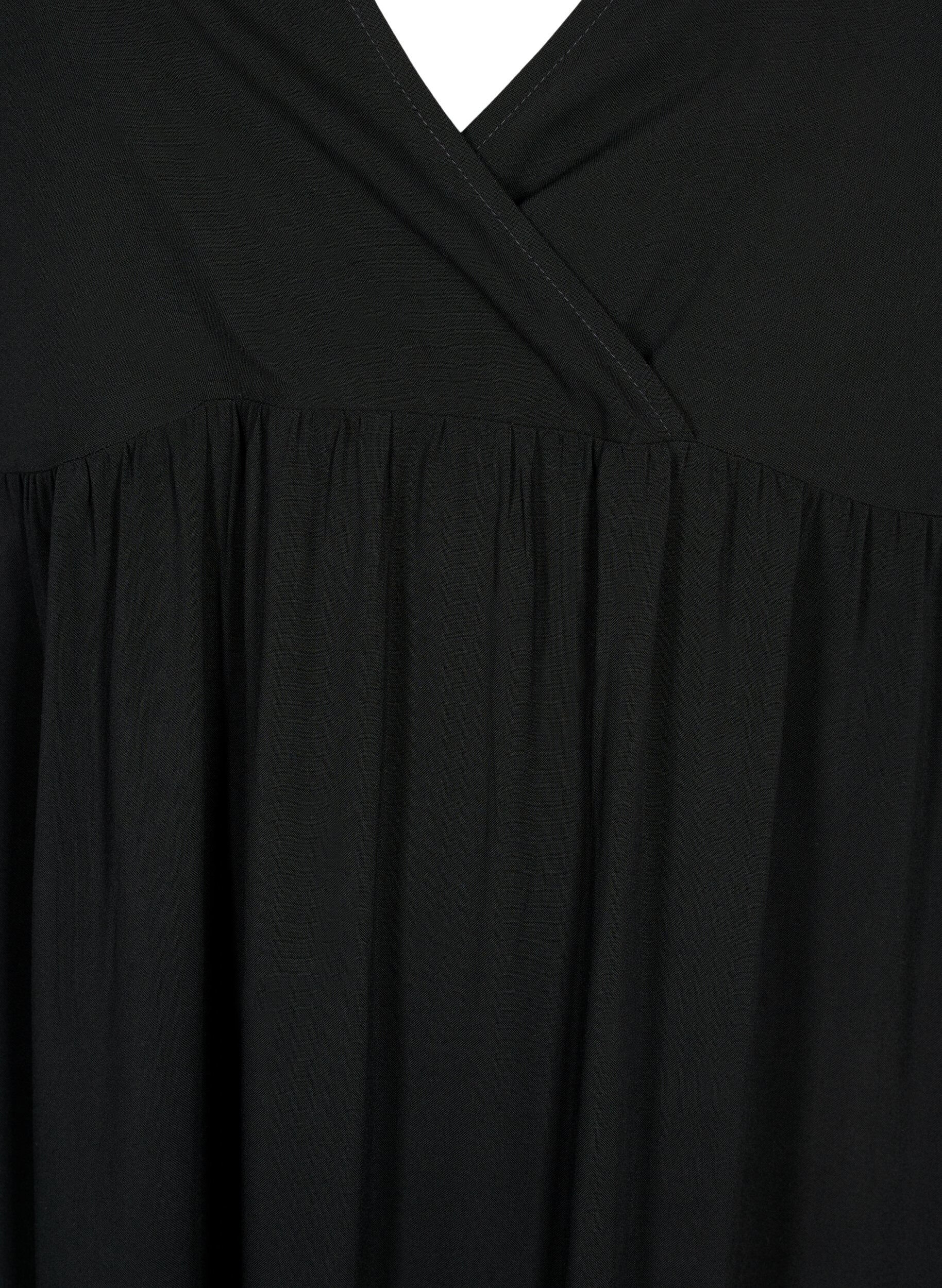 Zizzi&Auml;rmelloses Maxikleid aus Viskose, Black, Packshot image number 2