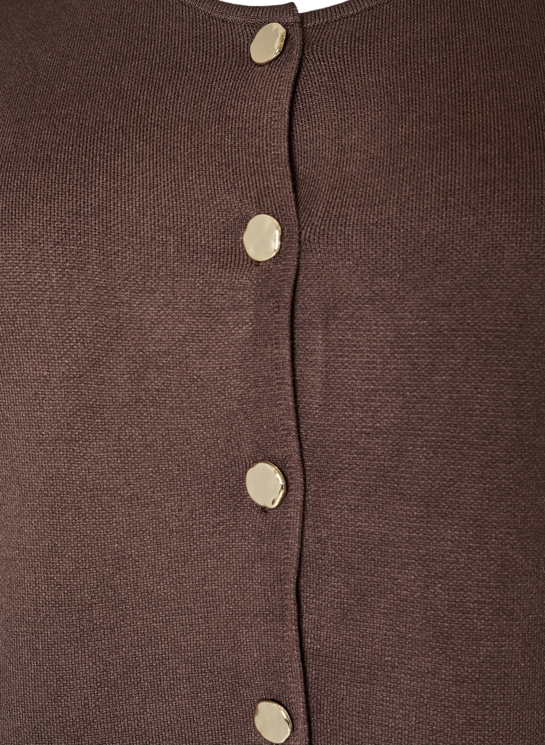 Zizzi&Auml;rmellose Strickweste mit Zierkn&ouml;pfen, Braun, Packshot image number 2