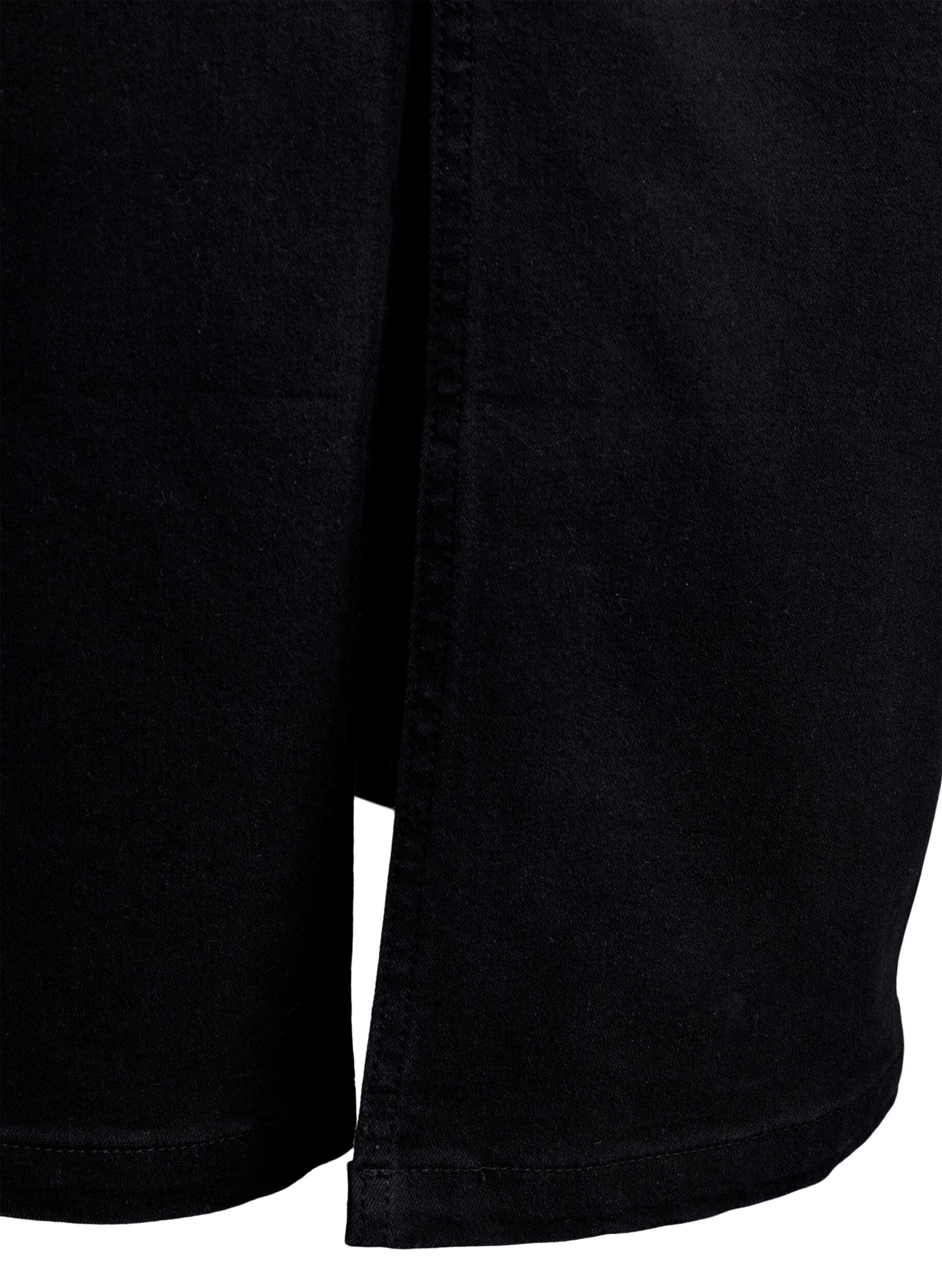 Zizzi Midi-Jeansrock mit vorderem Schlitz, Schwarz, Packshot image number 4