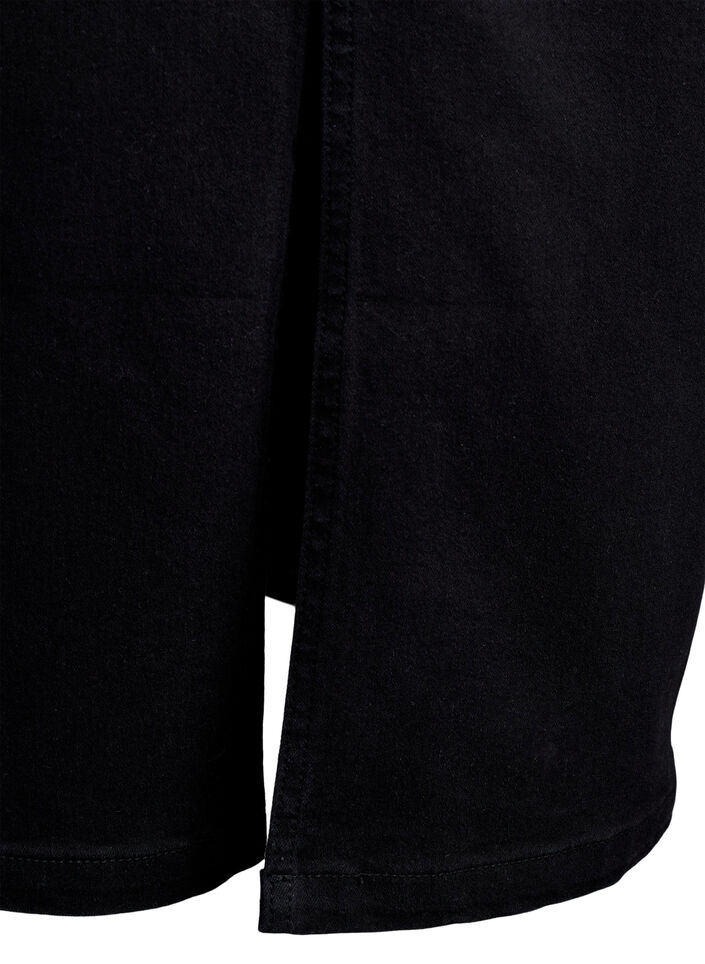  Midi-Jeansrock mit vorderem Schlitz, Schwarz, Packshot image number 4