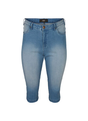 Hoch taillierte Amy Capri Jeans mit Super Slim Fit, Light blue denim, Packshot image number 0