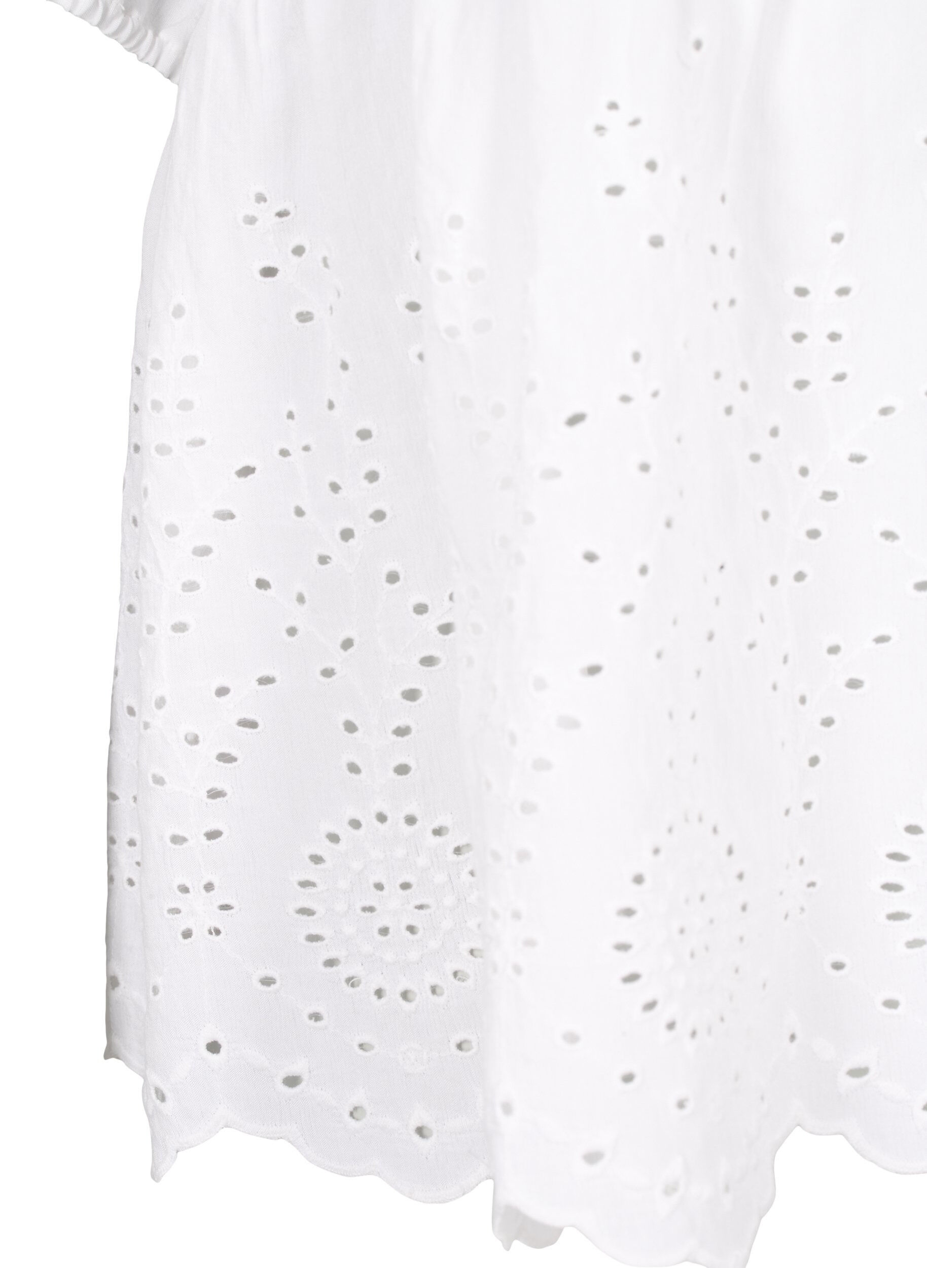 Zizzi Viskosebluse mit Lochstickerei, Bright White, Packshot image number 3