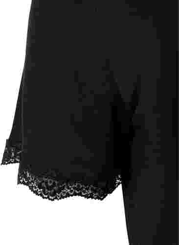Nachthemd mit kurzen Ärmeln und Spitzensaum aus Viskose, Black, Packshot image number 2
