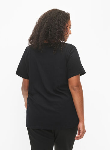 Baumwoll-T-Shirt mit Pailletten, Black w. Love, Model image number 1