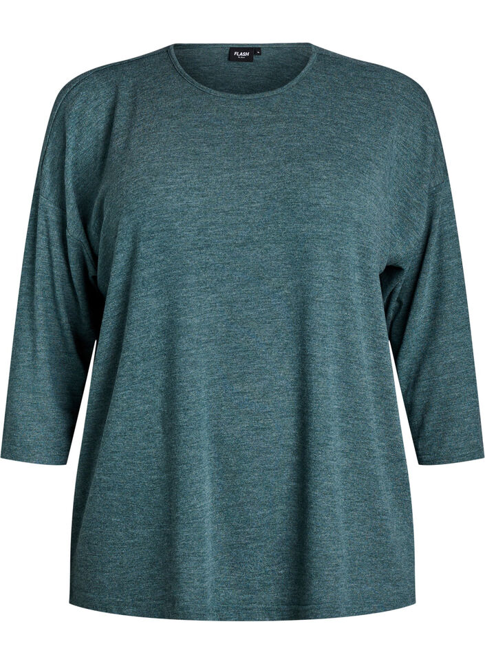 Bluse aus Jersey mit 3/4-&Auml;rmeln , Gr&uuml;n, Packshot image number 0