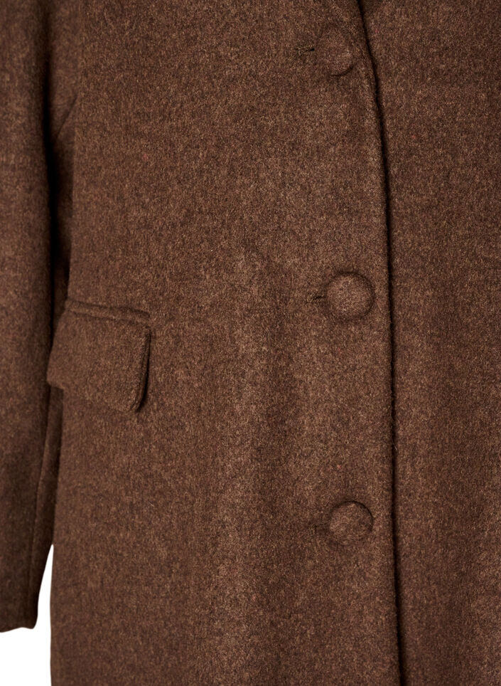 Mantel aus Wollmischung mit Revers und Kn&ouml;pfen, Braun, Packshot image number 2