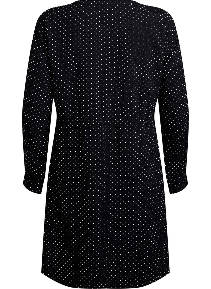 Knielanges Kleid mit Bindegürtel, Schwarz, Packshot image number 1