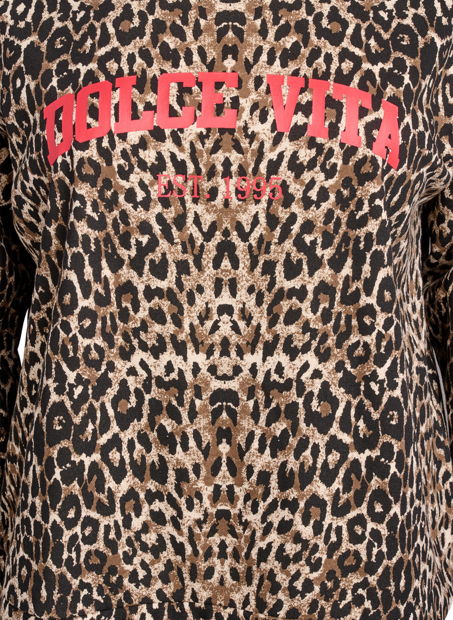 ZizziSweatshirt mit Leopardenmuster und Statement-Print, Braun, Packshot image number 2