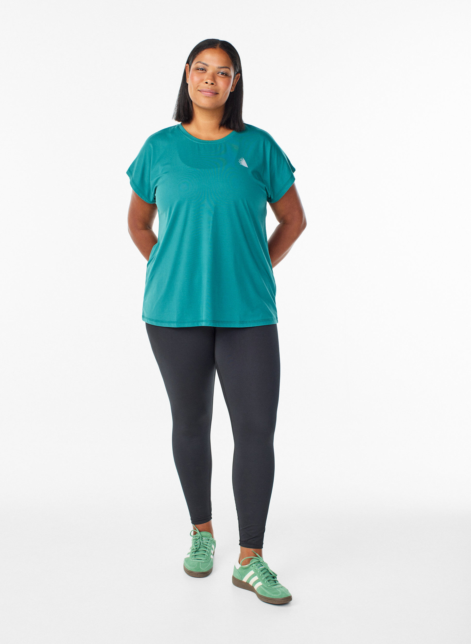 ZizziEinfarbiges Trainings-T-Shirt, Petrol, Model image number 1