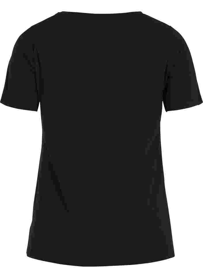 Einfarbiges basic T-Shirt aus Baumwolle, Black, Packshot image number 1