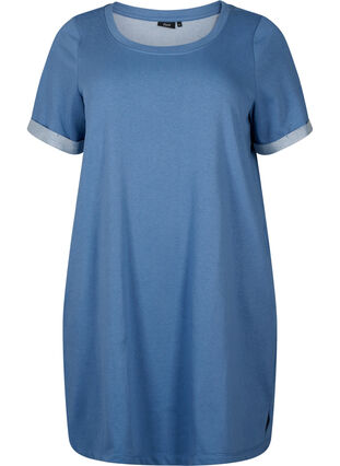 Kurzärmliges Sweatkleid mit Taschen, Moonlight Blue, Packshot image number 0