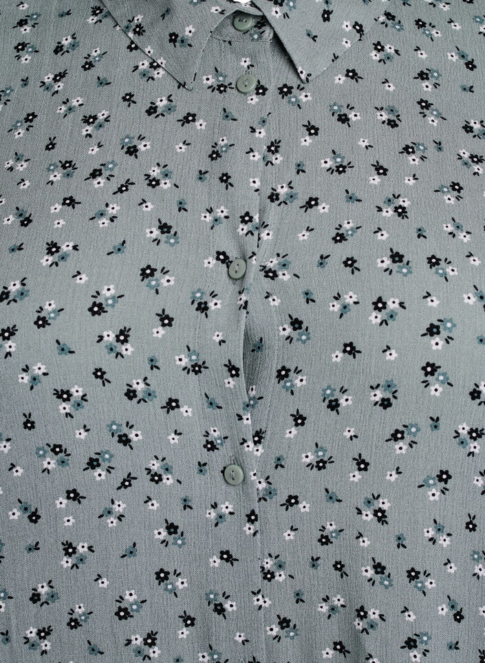 Lange Bluse mit gebl&uuml;mtem Print, Gr&uuml;n, Packshot image number 2