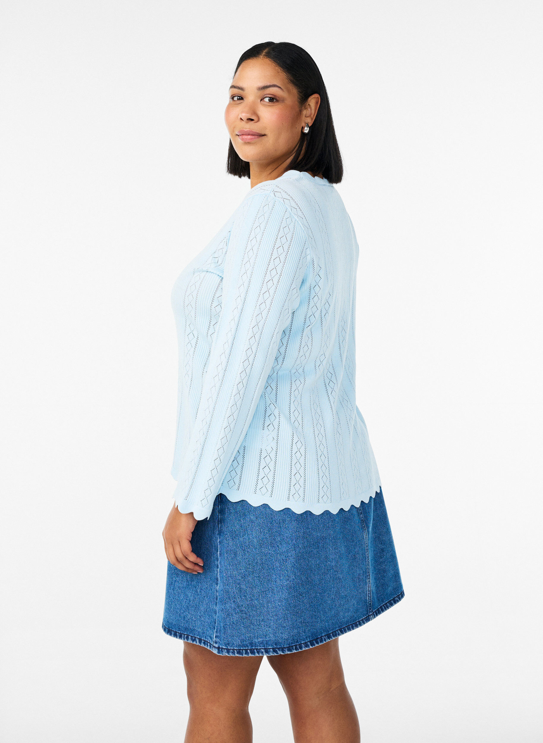 ZizziKurzer Rock in A-Linie aus Denim, Blau, Model image number 2