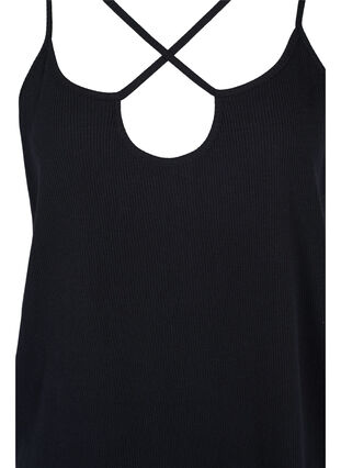 Ripp-Top aus Bio-Baumwolle mit Kreuzdetail, Black, Packshot image number 2