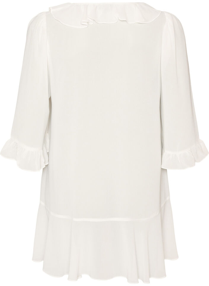 Tunika mit R&uuml;schen und 3/4-&Auml;rmeln, Vanille, Packshot image number 1