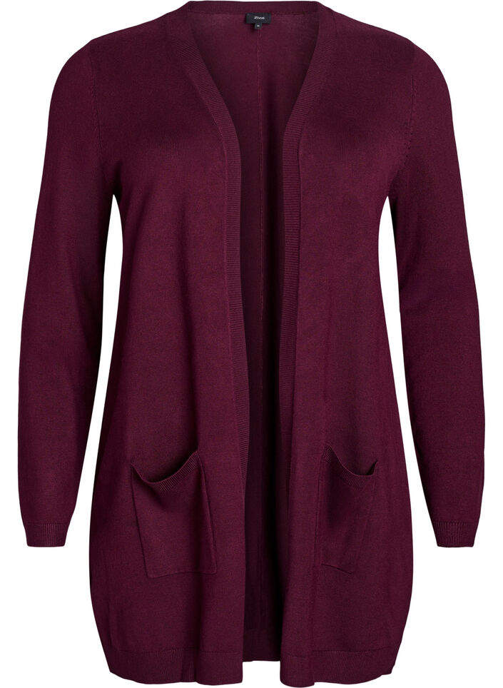 Lange Strickjacke aus Viskose-Mischung, Rot, Packshot image number 0
