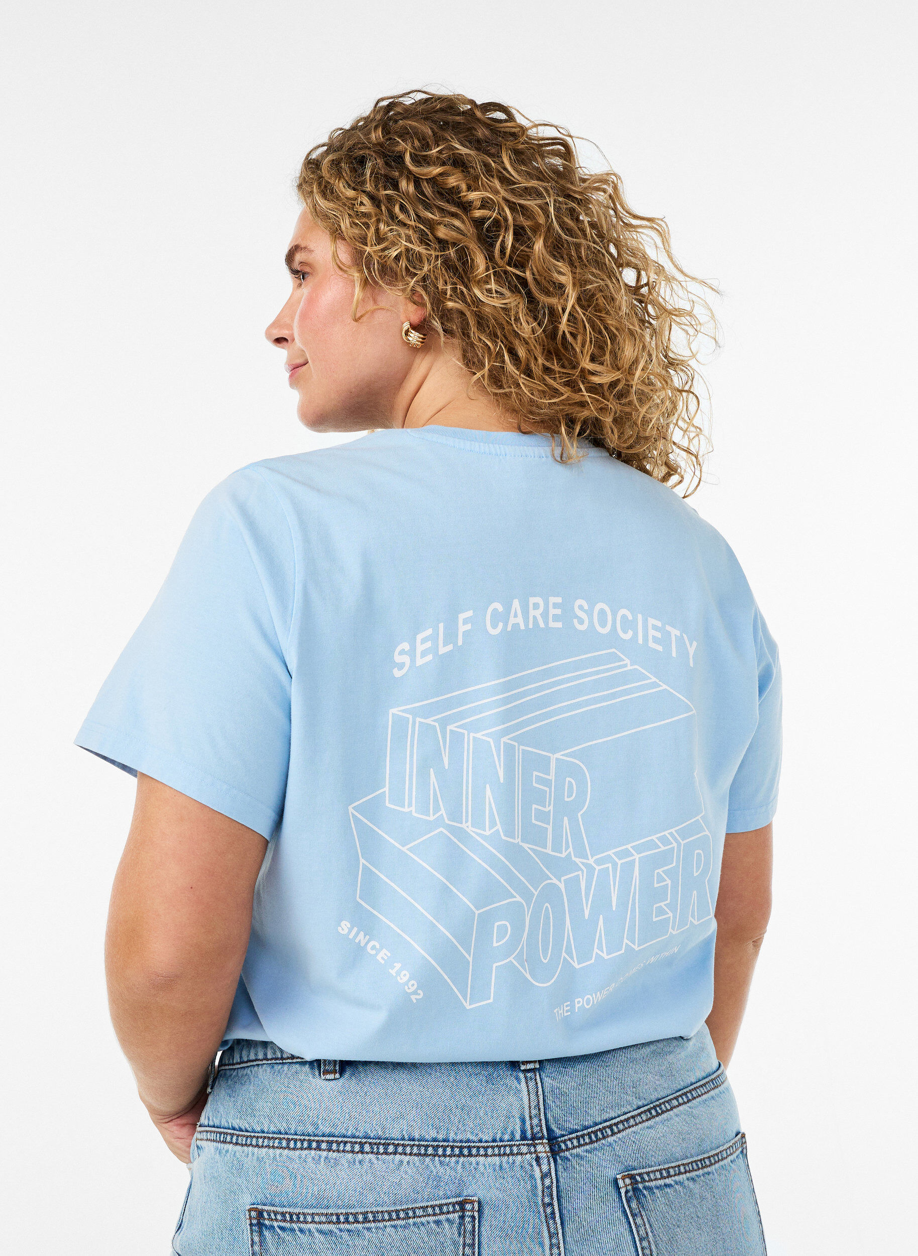 ZizziGrafik-T-Shirt aus Bio-Baumwolle, Blau, Model image number 0
