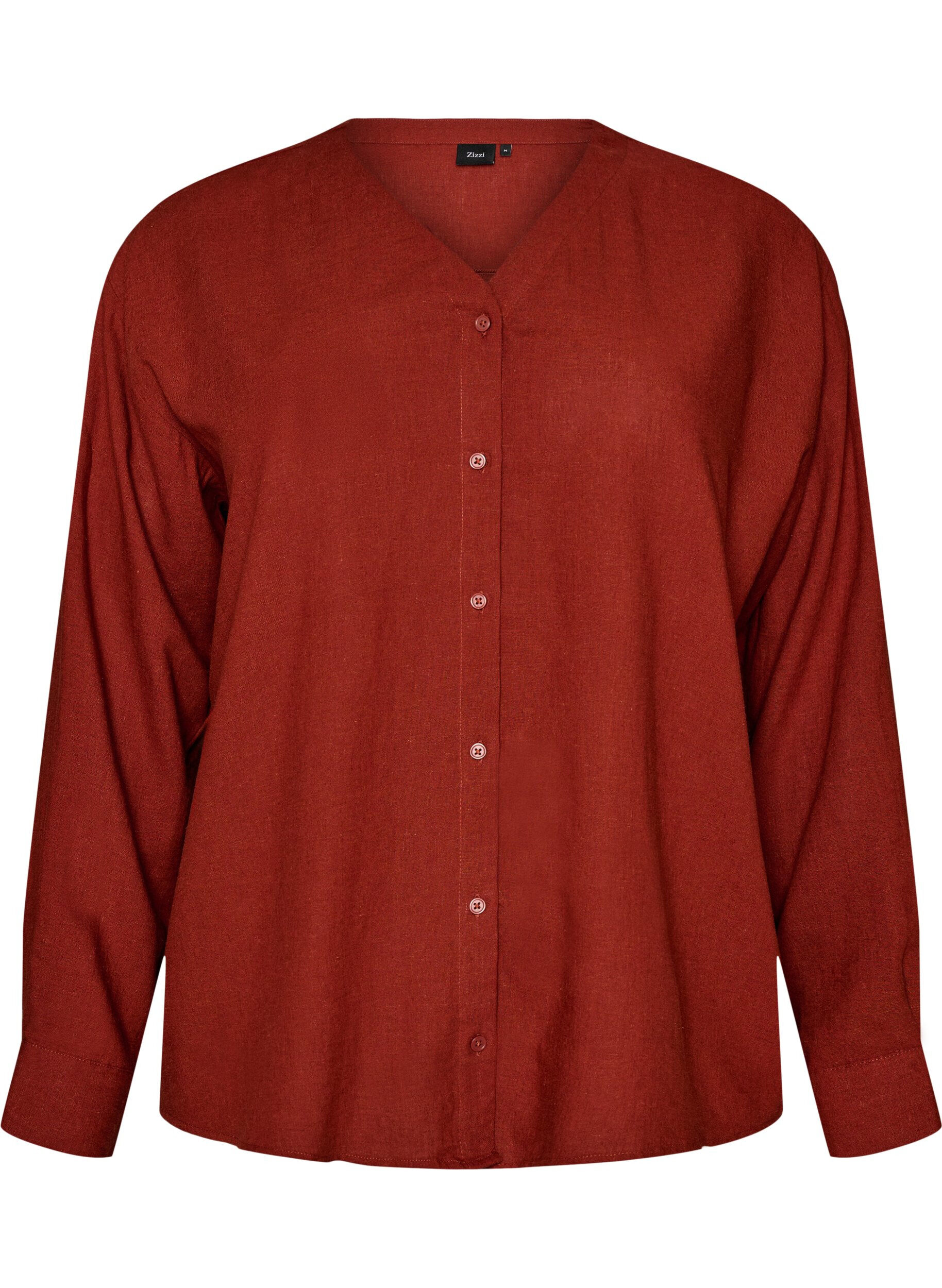 Bluse aus Leinen und Viskose mit V-Ausschnitt