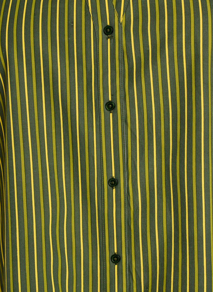 Lockere gestreifte Bluse mit 3/4-&Auml;rmeln, Gr&uuml;n, Packshot image number 2
