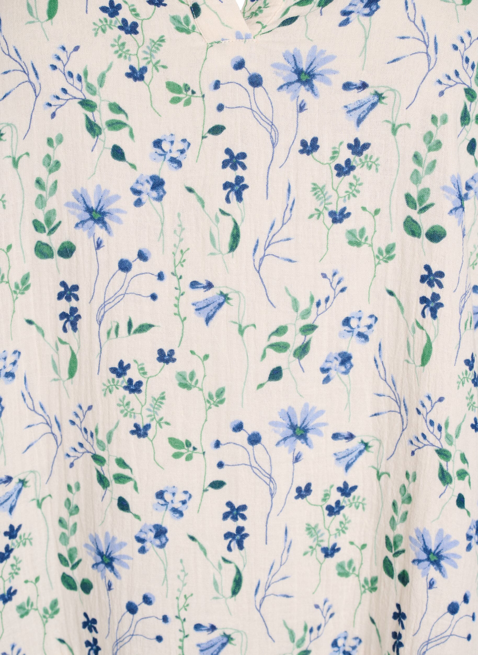 ZizziKurzes A-Linien-Kleid aus Baumwollmusselin, Beige, Packshot image number 2