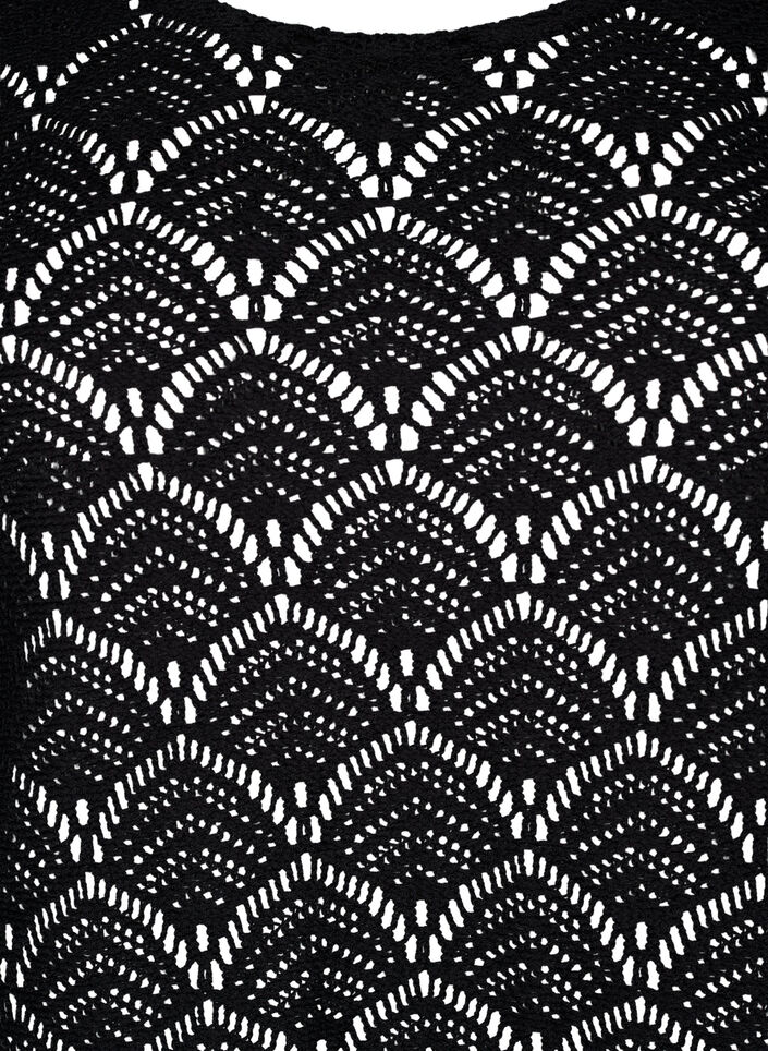 Crochet Bluse mit 3/4 Pins, Black, Packshot image number 2